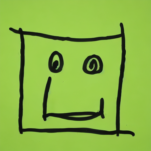 AI image generated of A drawing of a smiling face with a green background.