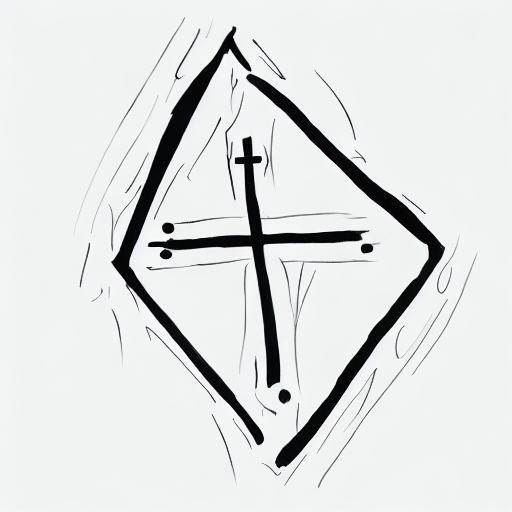 AI image generated of A black and white drawing of a cross.