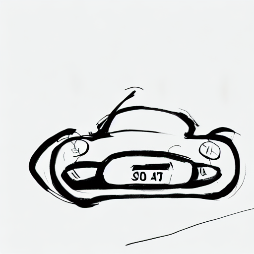 AI image generated of A black and white drawing of a car.