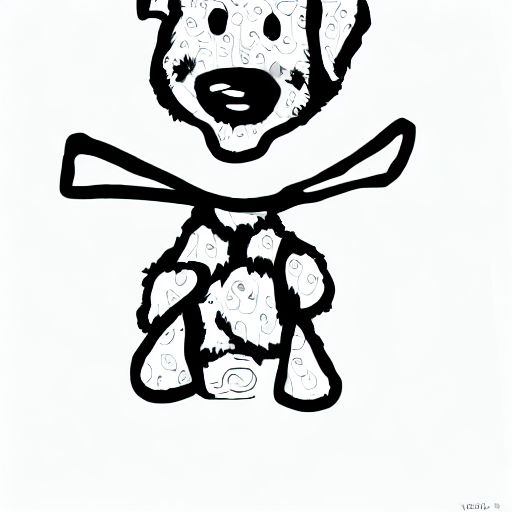 AI image generated of A black and white drawing of a dog.