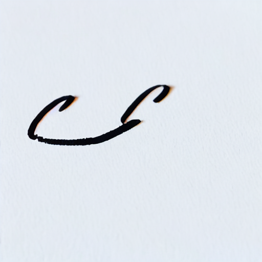 AI image generated of A black cursive letter is drawn on a white background.