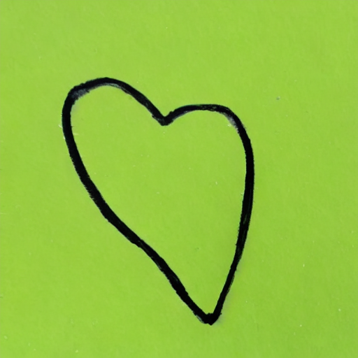 AI image generated of A black heart drawn on a green background.