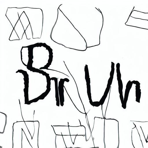 AI image generated of A black and white drawing of the letter B.