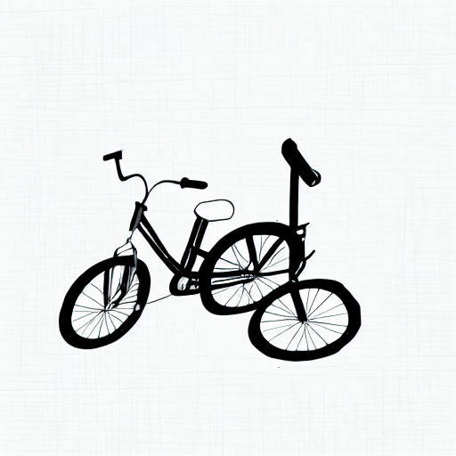 AI image generated of A black and white drawing of a bicycle.