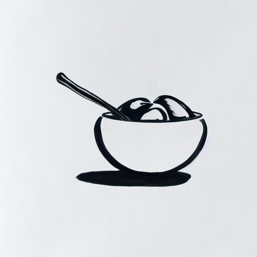 AI image generated of A black drawing of a bowl with a handle.