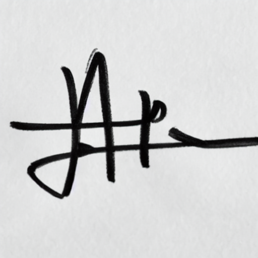 AI image generated of A black and white drawing of a person's signature.